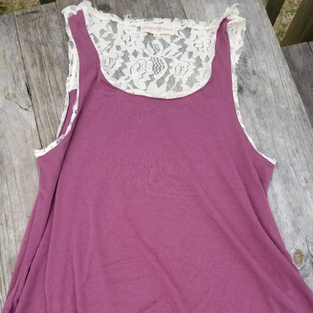 Altar'd State Purple & Lace Tank